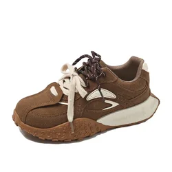 2024 primavera nuova vera pelle retrò tedesco scarpe da allenamento donna contrasto piatto scarpe Casual donna Sneakers donna