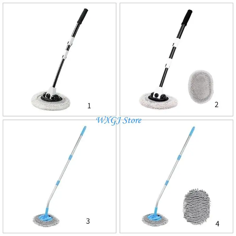 

37JE 15 Degree Curved Cleaning Brush Mop Cleaning Duster Car Wash Brush Detailing Mop with Long Handle Auto Brush Accessory