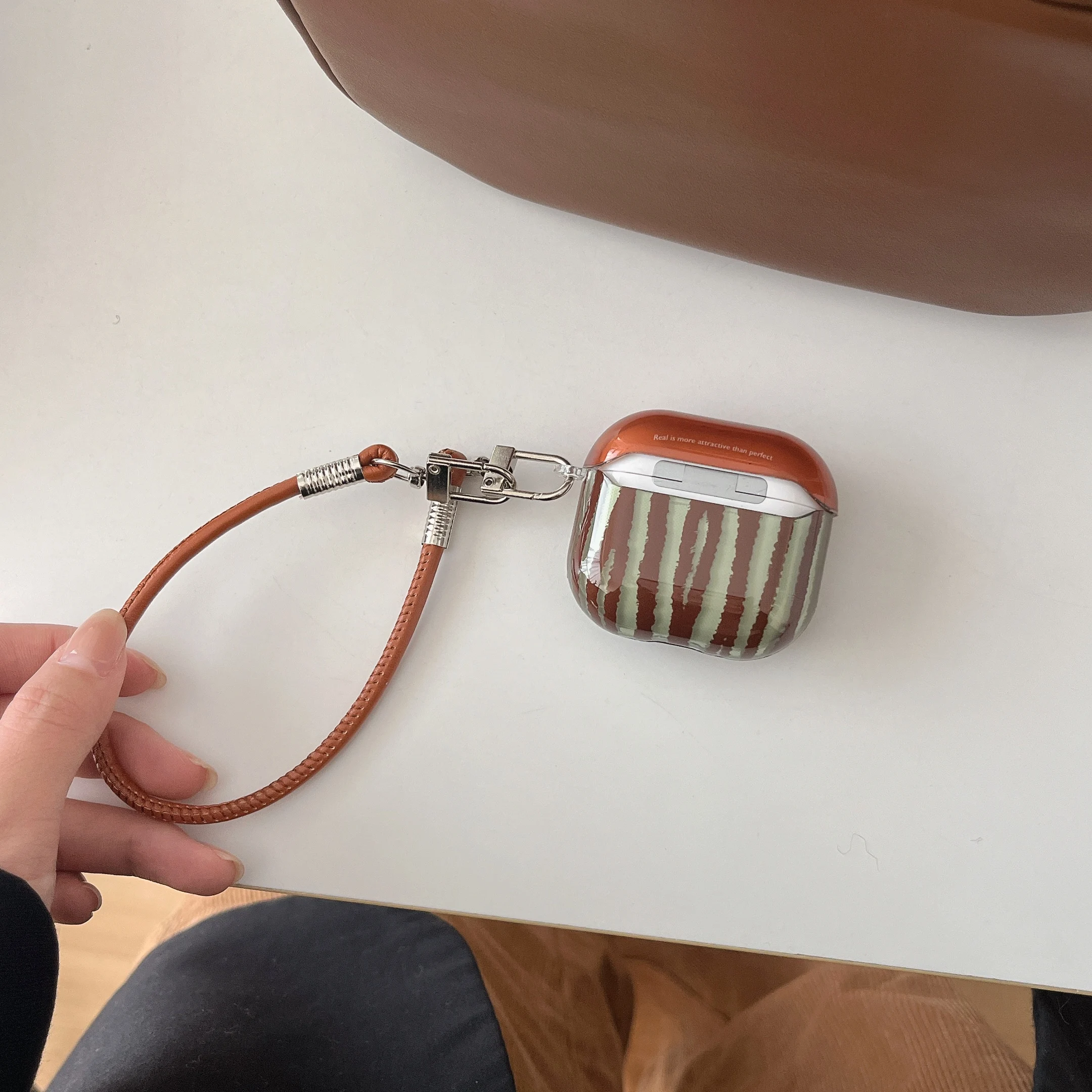IMD Brown-green Irregular Stripes Earphone Case New for Airpods 1 2, Airpods pro pro2 pro3, Airpods 3, Airpods 4