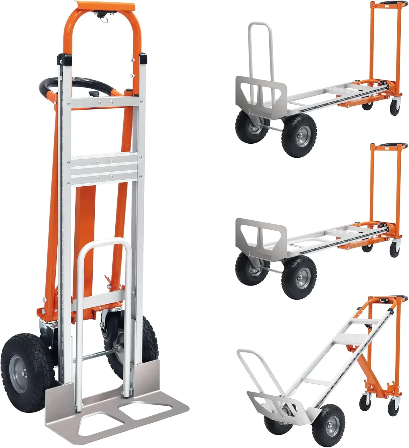 4 In 1 Convertible Hand Truck, Folding Hand Truck Dolly Cart With Solid Wheel, 1000Lbs Heavy Duty Aluminum Hand Truck For