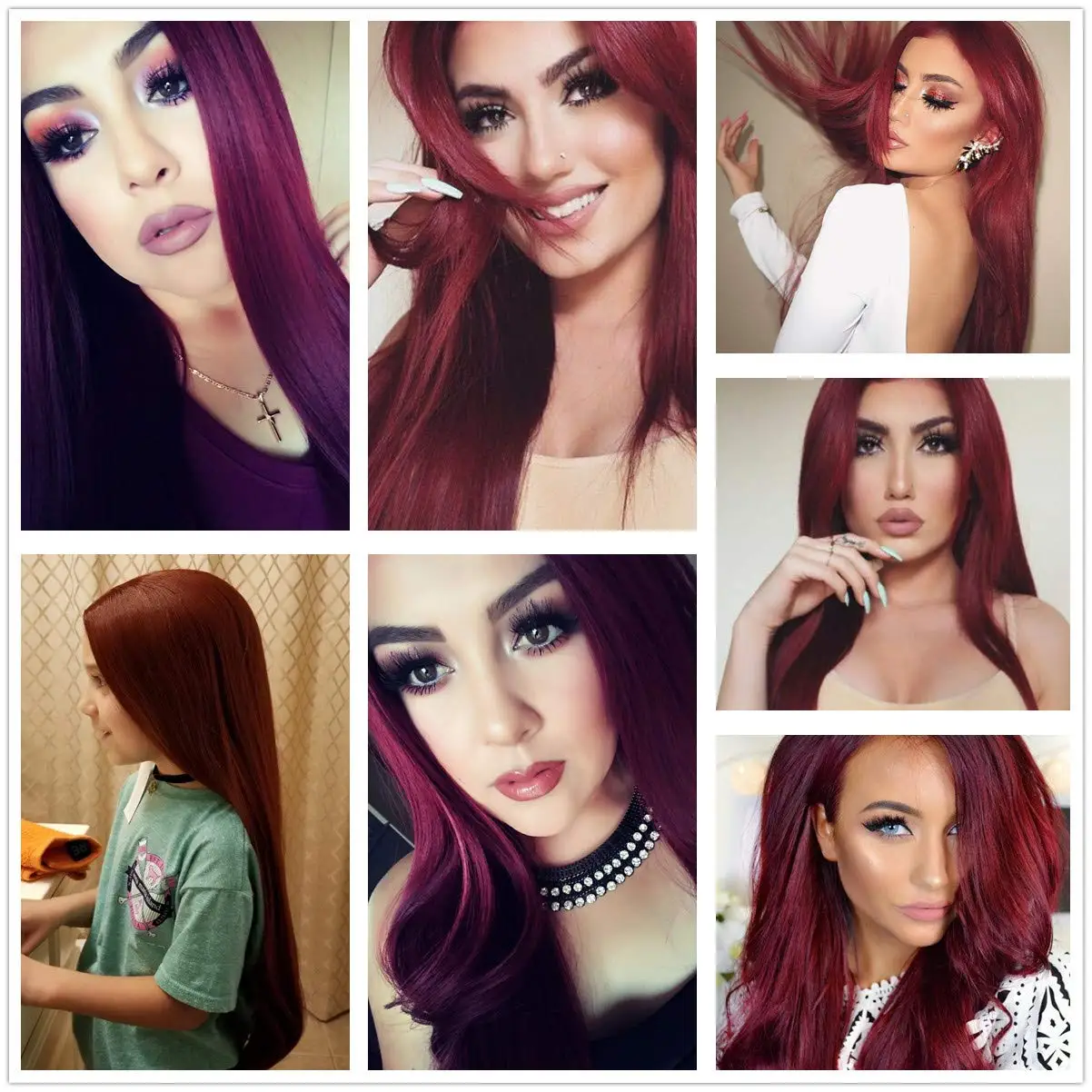 Wine Red Sally Wigs for Women Sally Wig Nightmare Before Christmas Costume 26'' Long Straight Synthetic Hair Wig for Halloween w