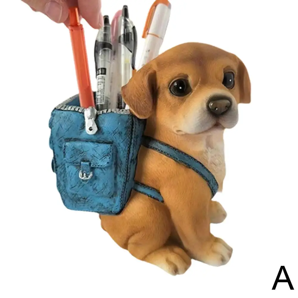Милый щенок, держатель для ручки, офисное украшение для рабочего стола, держатель для ручек из смолы, канцелярские принадлежности, детские канцелярские принадлежности, подарок, офисный рабочий стол Sc L1S8