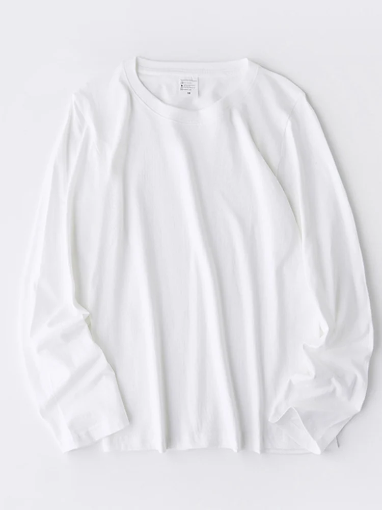 Women O-neck Long Sleeve T shirts Lady White Cotton Tops Female Soft Casual Tees Women's Black T-shirt