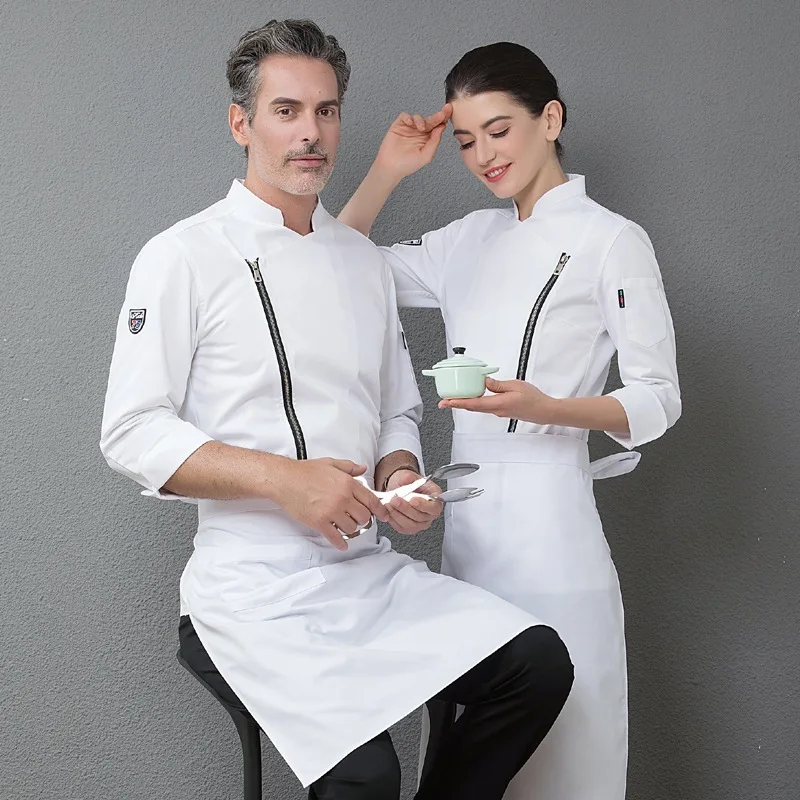 Autumn Winter Long Sleeves Chef Uniform Work Uniform Men Women Embroidery Name Print Logo Shirt Jacket Restaurant Cake Shop