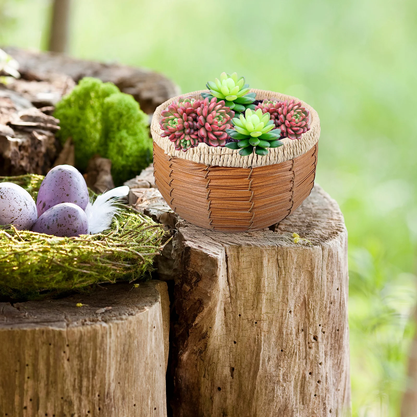 

Wicker Hamper Woven Basket Planter Flower Pot Indoor Large Planters for Plants Wide Weaved Flowerpot Farmhouse Decor