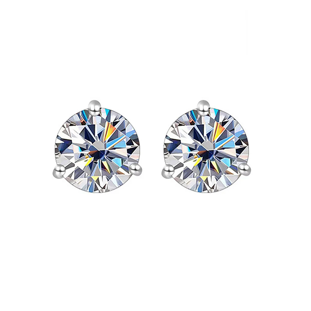 

LYCFN 6.5MM Moissanite D VVS1 Earring 3 Claws Setting Simple Trendy Women Man Fine Jewelry GRA Certified 925 Sliver Earring