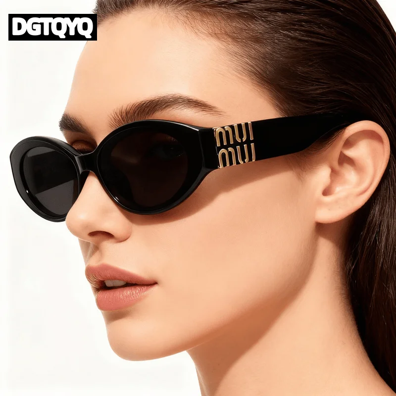 

DGTQYQ Роскошные очки Стильные модельерские буквы Женские и мужские солнцезащитные очки Овальные трендовые оттенки Унисекс Гламурные очки UV400
