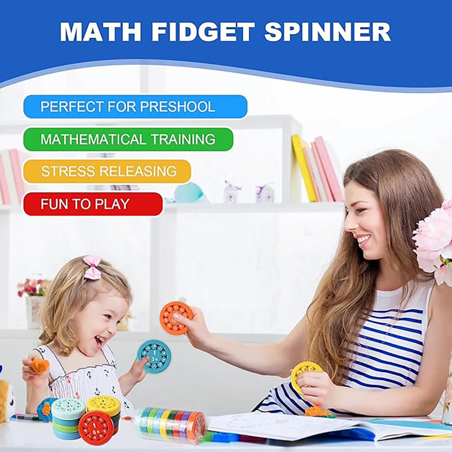 Math Fidget rotator, addition, subtraction, multiplication, and division games for learning mathematics and educational toys