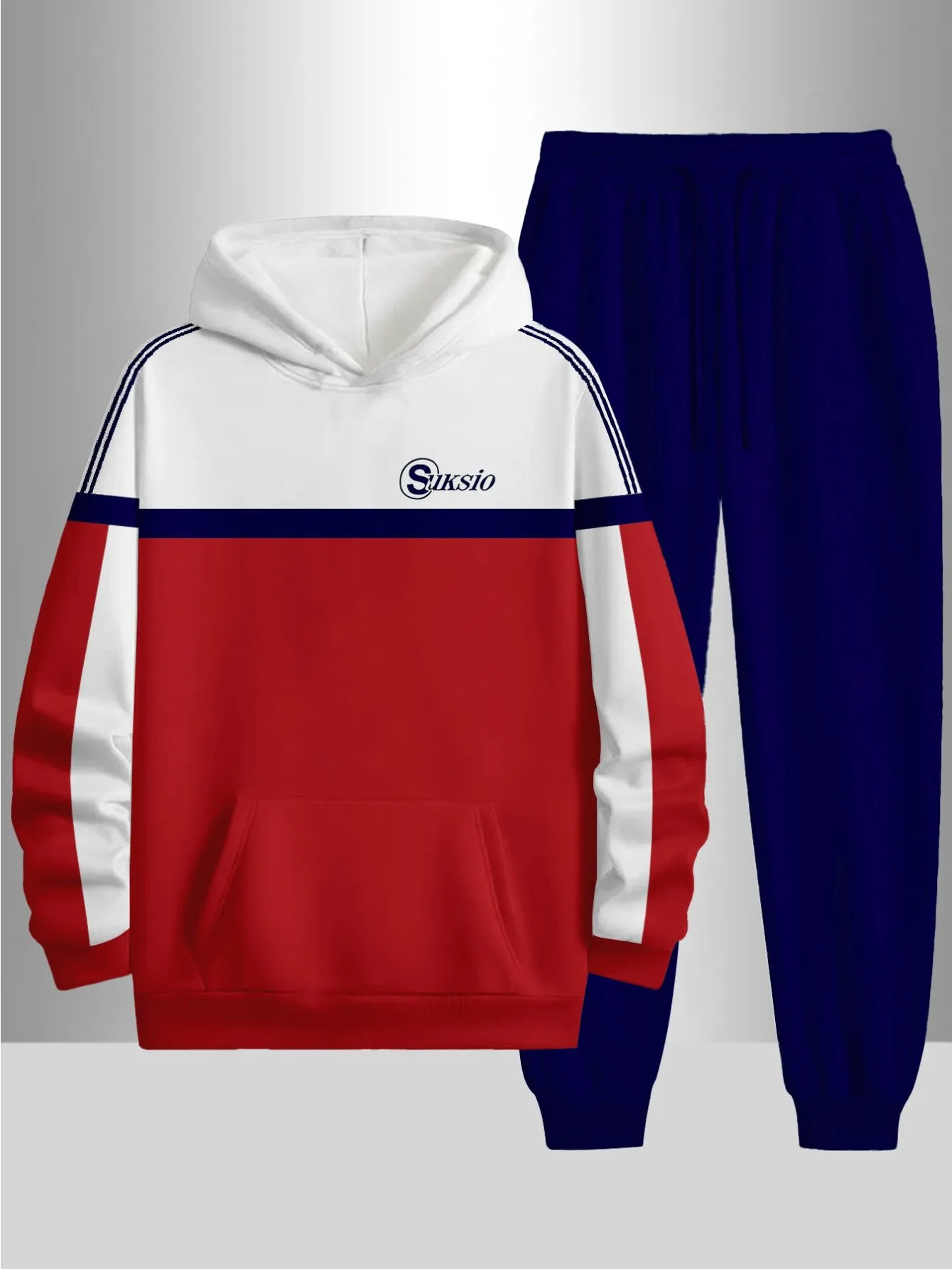 طقم بغطاء للرأس عصري مطبوع رقميًا للرجال مكون من قطعتين #5