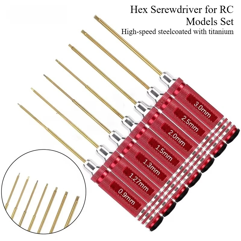Titanium Coated Hex Screwdriver for RC Models Set ，  Car Model Professional Repair Tools Color Round Handle