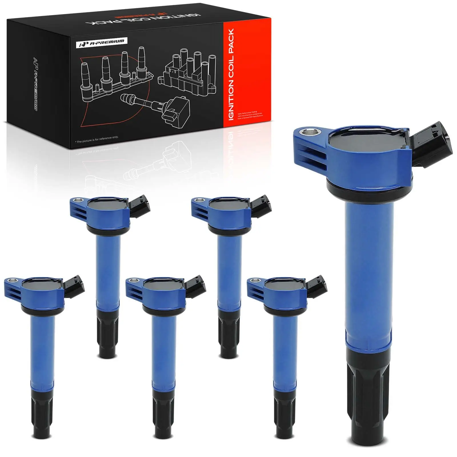 A-Premium 6pcs Blue Ignition Coils for Toyota Camry 12-17 RAV4 06-12 Highlander 08-16 Tundra 11-14 Sienna 07-15 Lexus RX350
