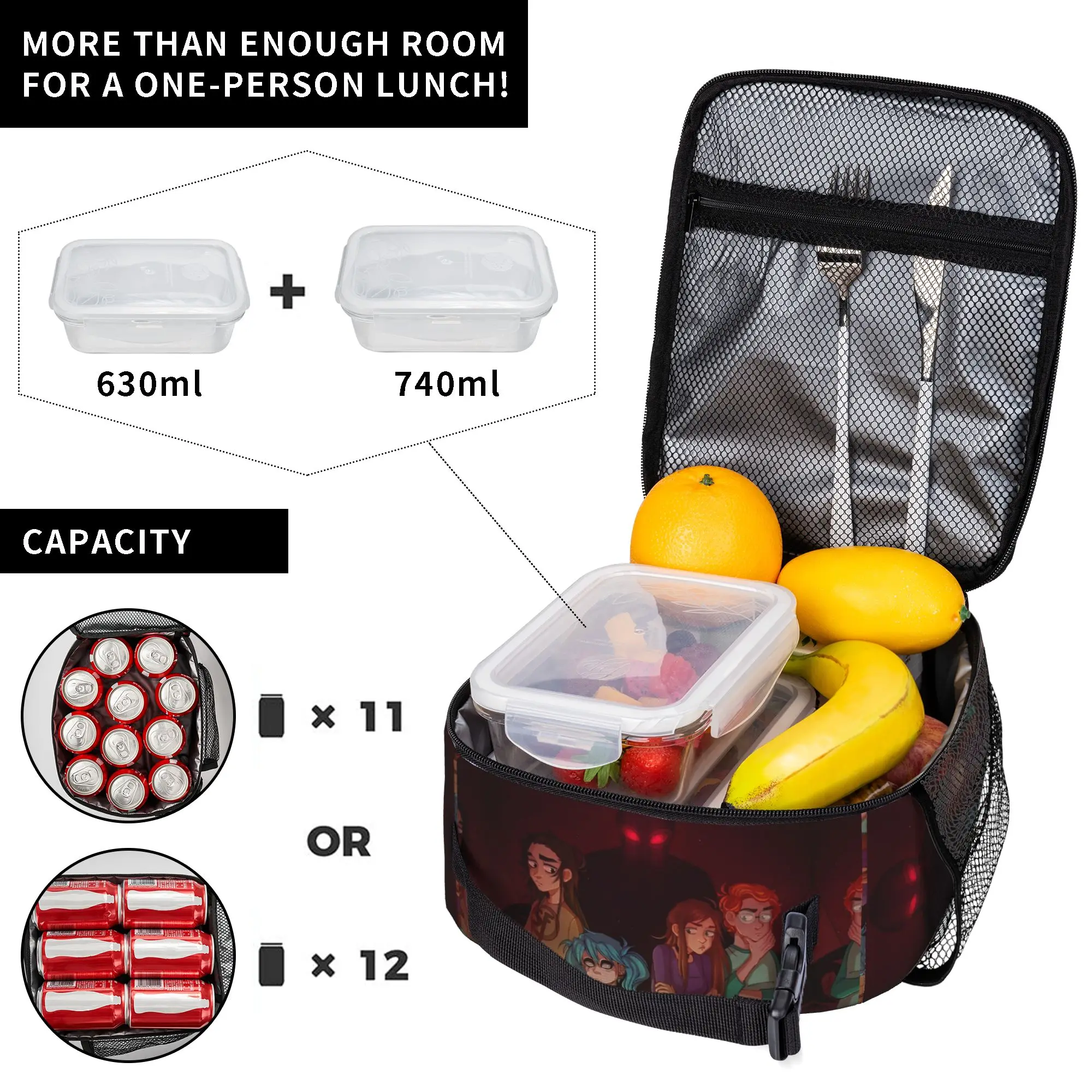 Sally Face Game Anime SF Tote Insulated Lunch Bag Horror Sal Fisher Carry Food Bags Leakproof Thermal Cooler Office Spacious