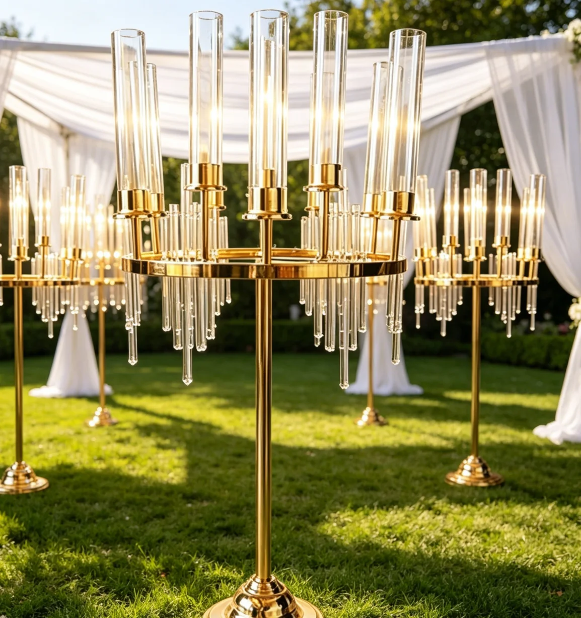 5pcs/10pcs100cm Gold Metal  Modern Candelabra Wedding Centerpiece Banquet Hall Table Decor Party Home Aisle Arrangement Valent