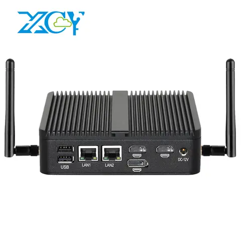 Intel N150 Fanless IoT Mini Industrial PC 2x Serial Ports RS232 2x Ethernet 2xHDMI 1xDP 6xUSB WiFi 4G Modem Windows11/10 Ubuntu