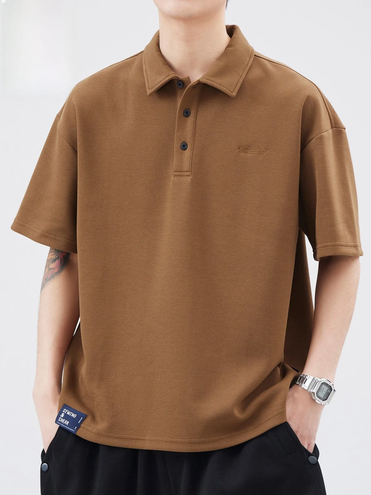 

American Sle Heavyweight irt Men's Summer Loose Trendy ort Sve T-irt Youth Faion Cotton Polyester B...