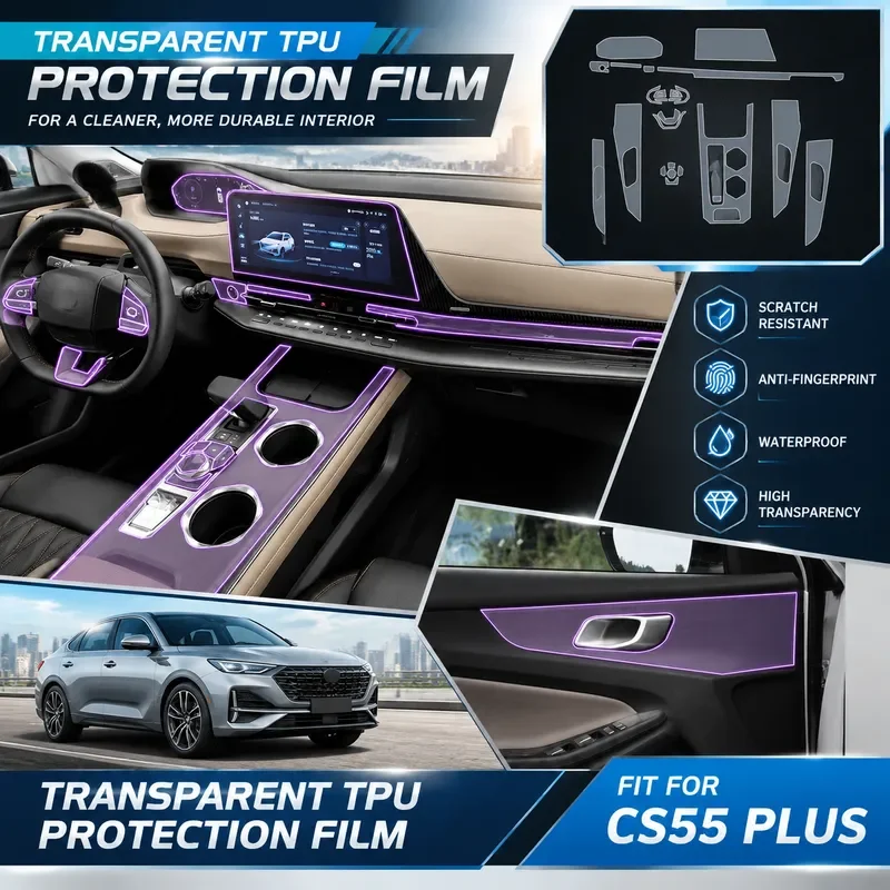 For Changan CS55 Plus 2022-2024 Center Console Gear Shift Panel Sticker Interior Trim Decorative Film Protective Cover