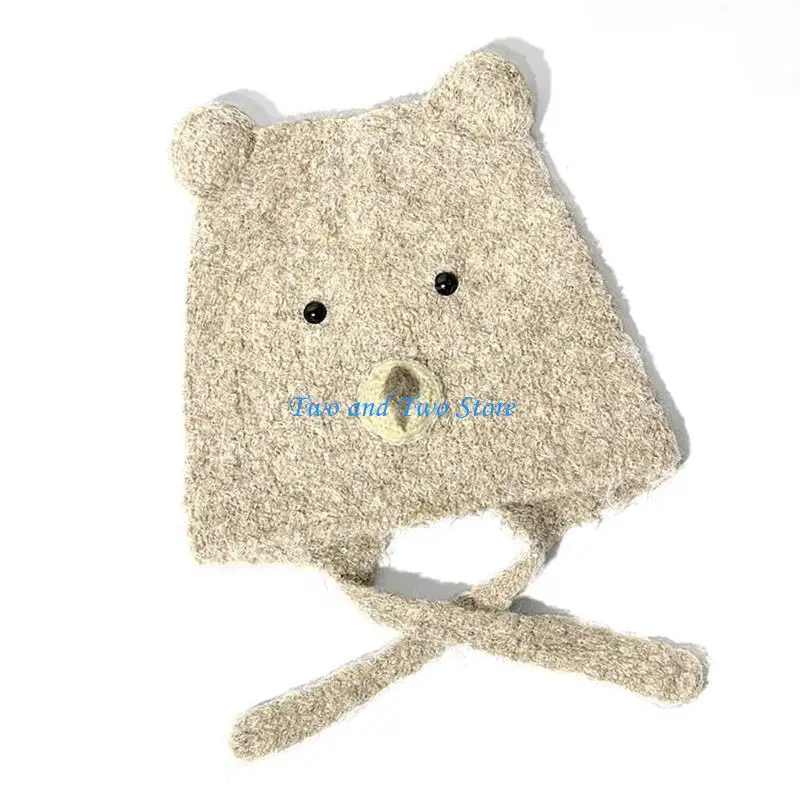 

HX6F Fashionable Bear Plush Hat with Adjustable Size Cold Weather Hat Warm Lovely Hat for Keeping Warm During Winter