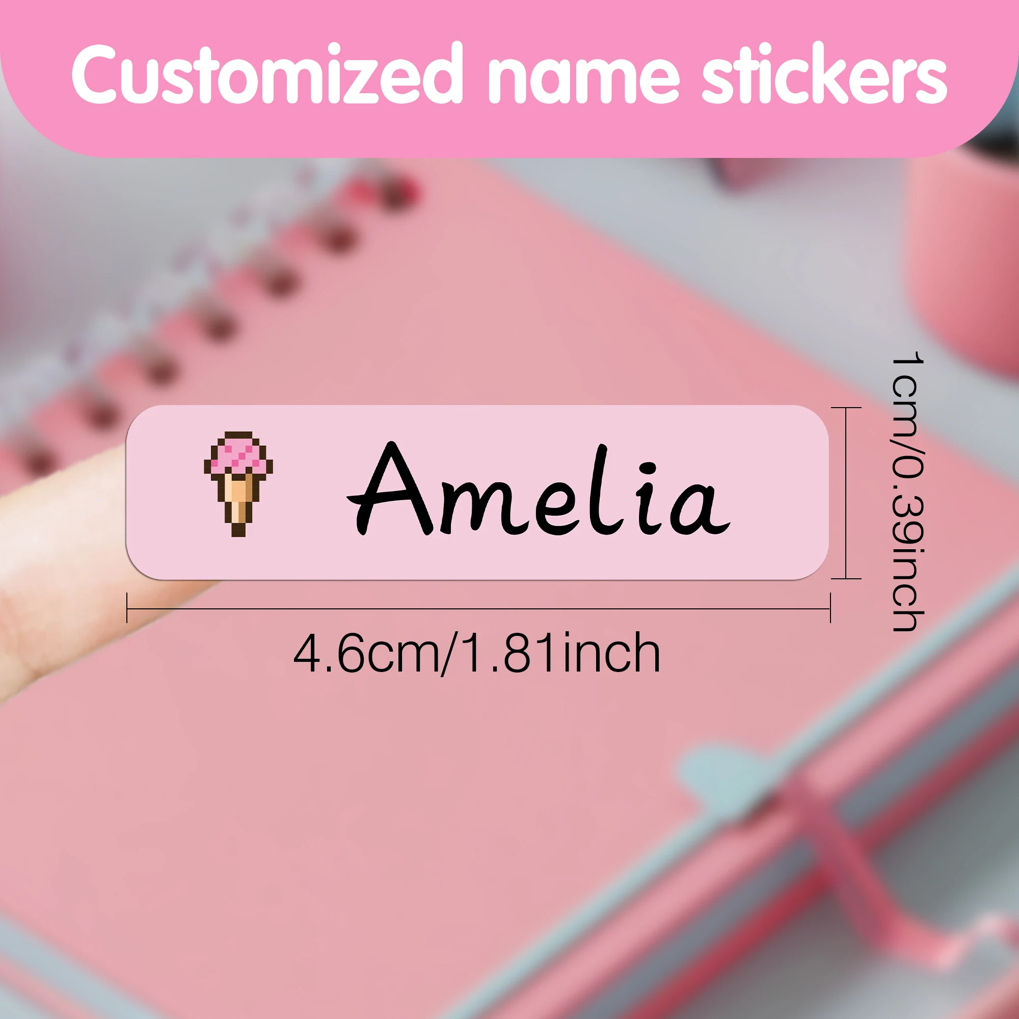 Personalized Waterproof Name Tags Stickers Pixel Pattern Personalized Self Adhesive Kids School Label Child Stationery Tag In image 5