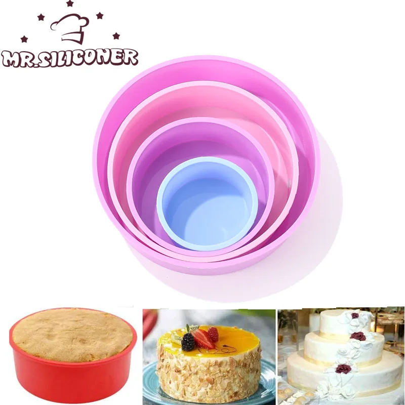 Silicone Mold for Baking Birthday Cake DIY 4/6/810 Inch Baking Pan Cake Form Silicone Pastry Mold Kitchen Bakeware Tools