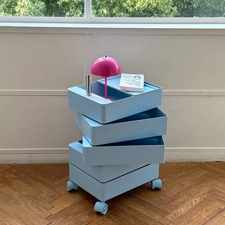 LH Rotary storage cabinet Mobile storage Small apartment household cart Bedside table with wheels