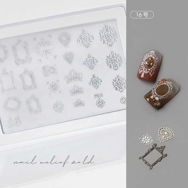 1pc  Lace 3D Acrylic Mold Sweater Knitting Nail Art Decoration Nails DIY Design Silicone  Nail Art Template Nail  Mold