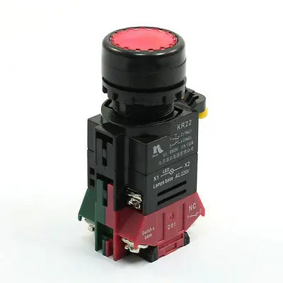 

Momentary DPST NO NC 4 Pin Terminal Red Push Button Switch AC 220V