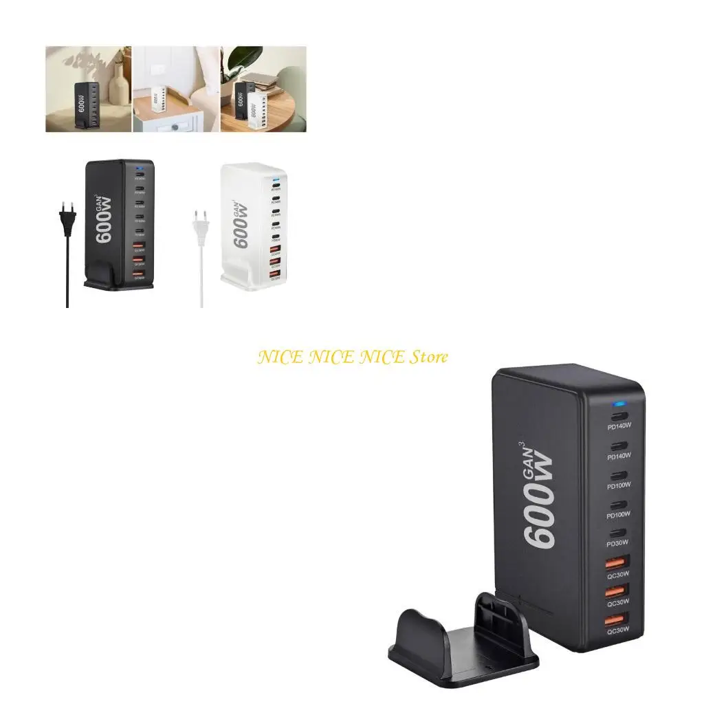

E0BB 600W USB C Power Hub 8 Port Port Fast Compatibles Station Swarebles планшеты и более одновременно