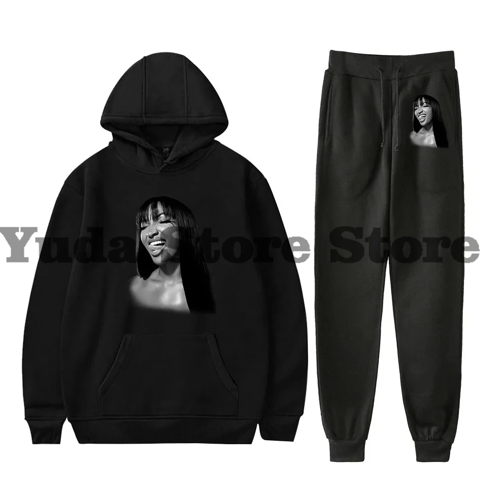 Shenseea Vintage Never Gets Late Here Tour Merch 2 Pieces Sets Pocket Drawstring Hoodie Streetwear