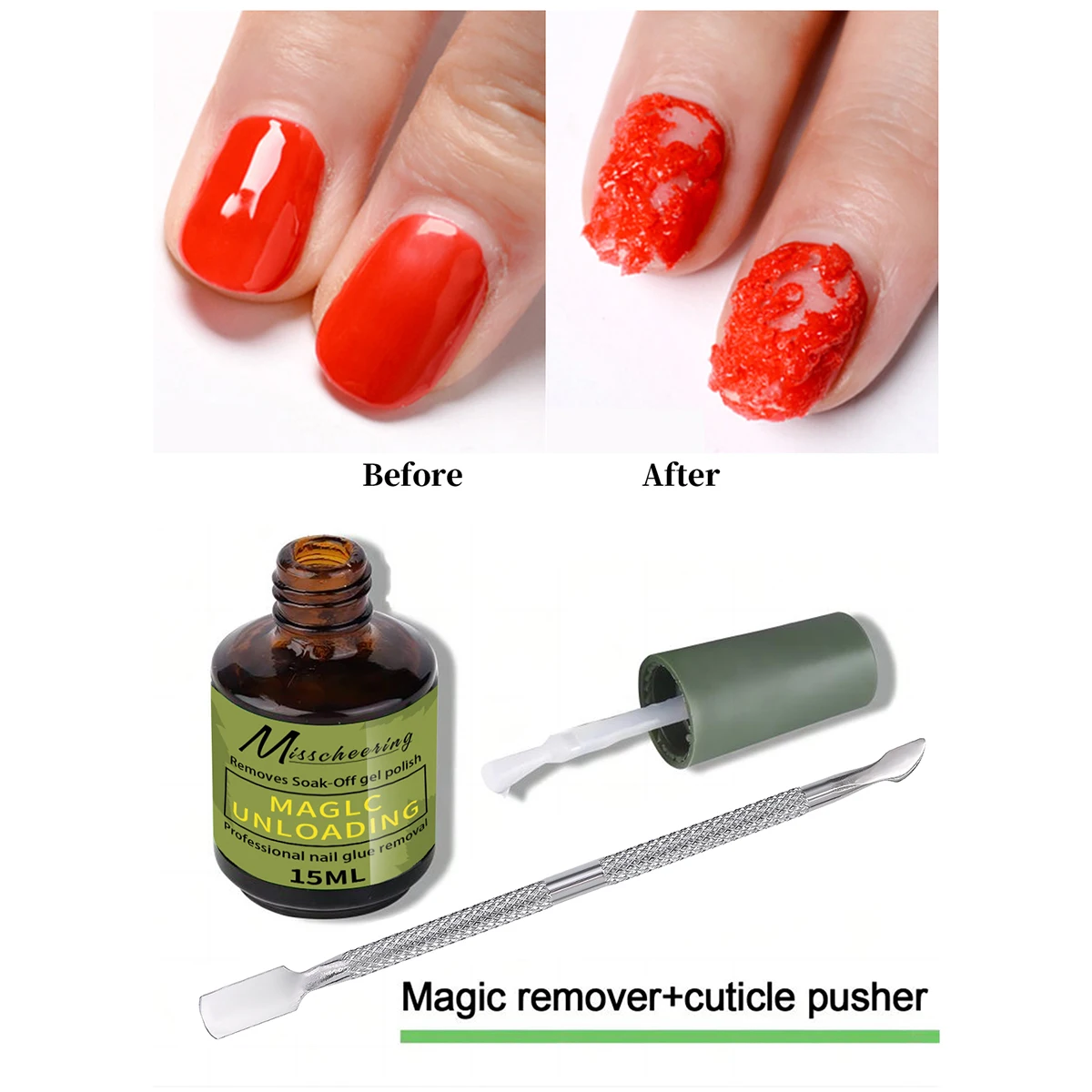 Kits de 2 uds., removedor mágico de 15ml con herramienta de extracción rápida y elimina fácilmente esmalte de uñas semipermanente UV/LED y Gel de uñas de poliéster