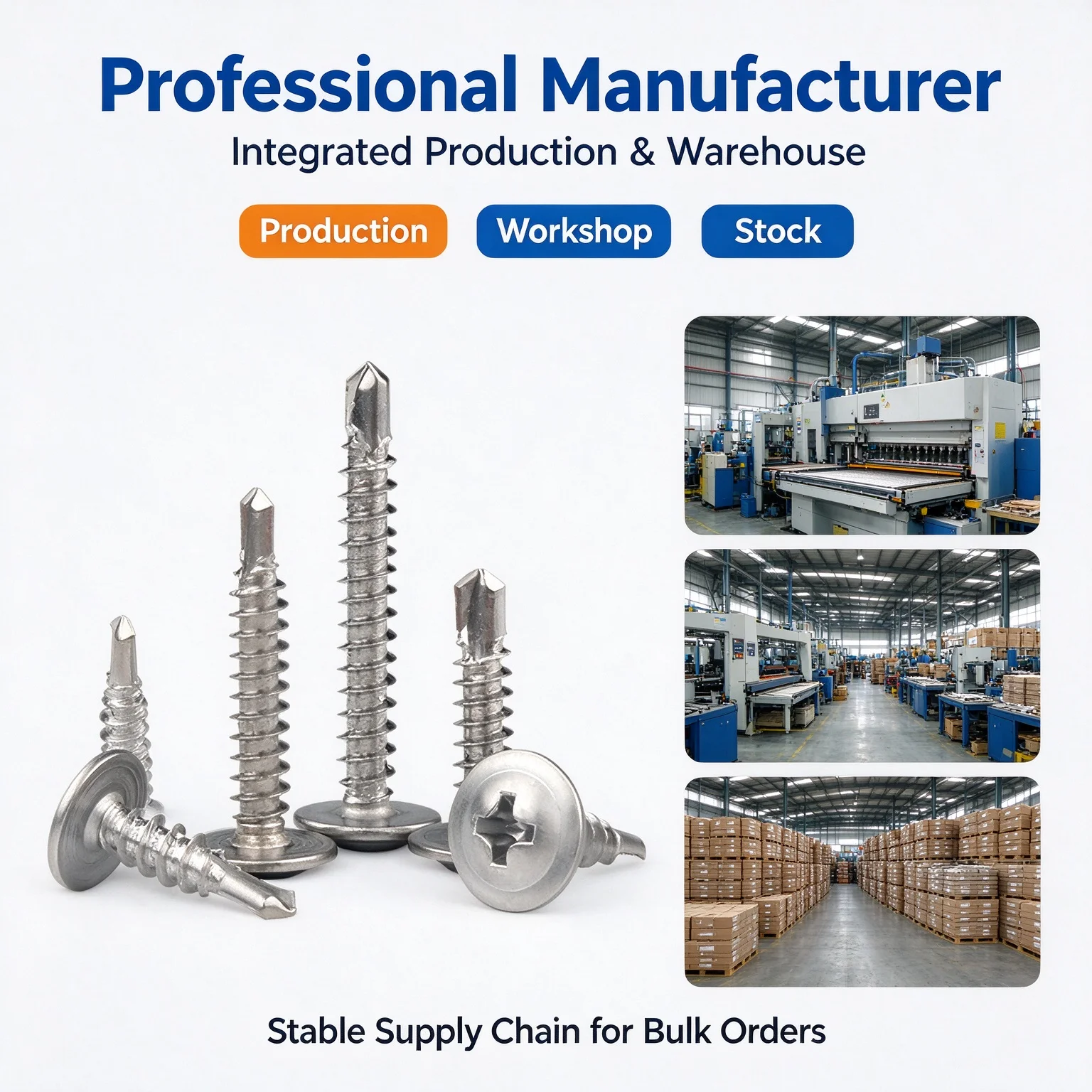 M4.2 304 Stainless Steel Self-Drilling Self Tapping Screws, Large Truss Head Fastener, Rustproof for Wood Sheet Metal Roof Repai