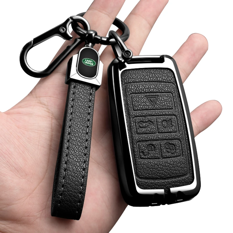 Zinc Alloy Leather Car Styling Key Case Cover Holder Shell Bag For Land Rover Range Rover Discovery 5 Sport 2018 2019 Accessory