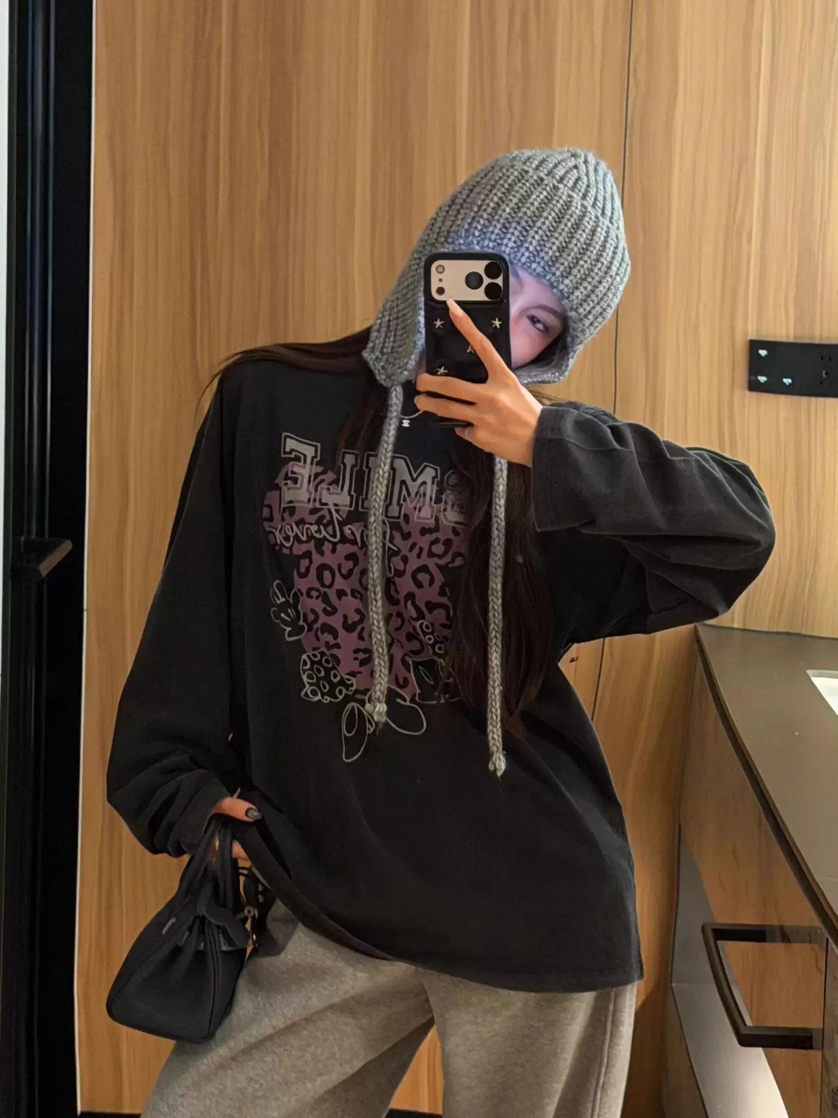 

East Today Retro Waed Classic Cartoon Print Loose Fit Comfortable Long Sve Cotton T-irt for Women Casual Sle