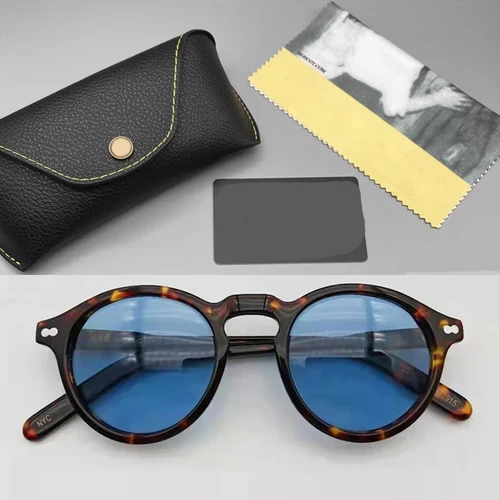 Gafas de sol polarizadas para hombre, gafas de sol redondas Retro para mujer, marca Johnny Depp Miltzen, montura de acetato, pantalla UV400