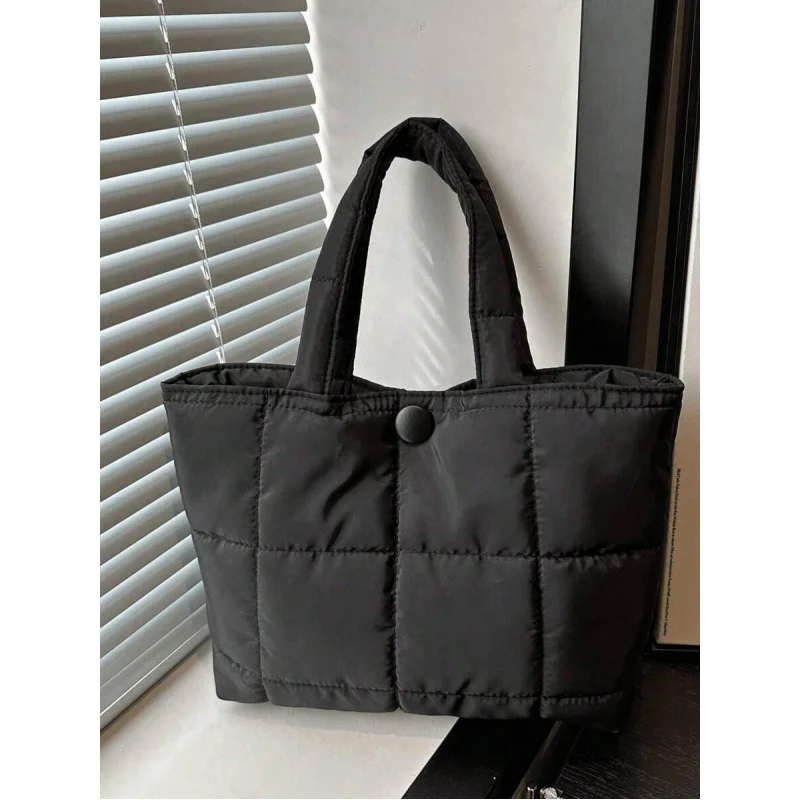 حقيبة مبطنة جديدة، حقيبة واسعة ومطرزة ومربعات مع حزام سلسلة معدنية، حقيبة كتف كاجوال، كولو صلب #6