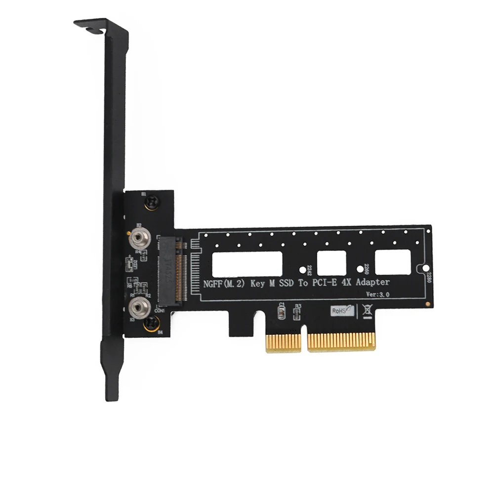 PCIE to M2 Adapter Raiser PCI Express 3.0 X4 to M.2 NVME SSD M KEY PCIE M2 Riser Card Adapter + Low Profile Bracket M.2 Heatsink