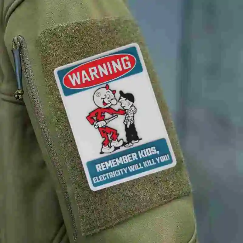 Remember Kids Electricity Will Kill You Morale Badge Patch PVC Tactical Patch for Military Hook&Loop Armband Backpack Sticker