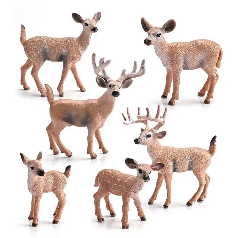 Deer Family Fox Miniature Artificial Animal Figure Terrarium Sika Deer Ornament Decor