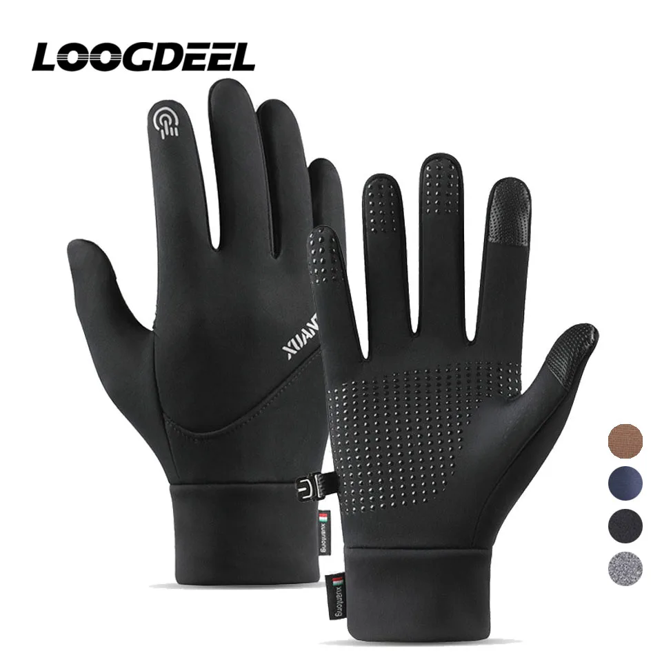 

LOOGDEEL Running Gloves Men Women Windproof Waterproof Thermal Warmth Sports Jogging Gloves Non-slip Palm Touch Screen Anti-drop