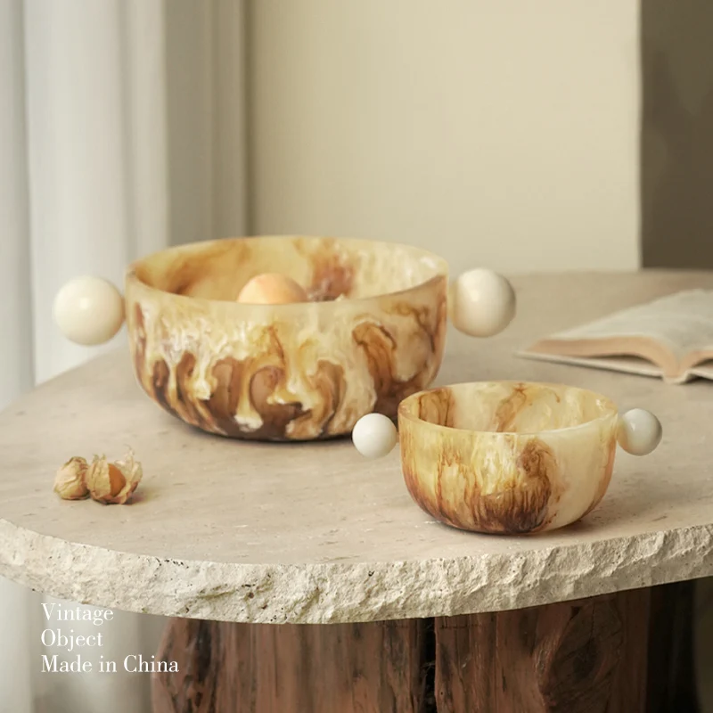 

High-Grade Light Luxury Decorative Storage Bowl Fruit Plate Ice Bucket Ornaments French Retro Living Room Table Storage Basin