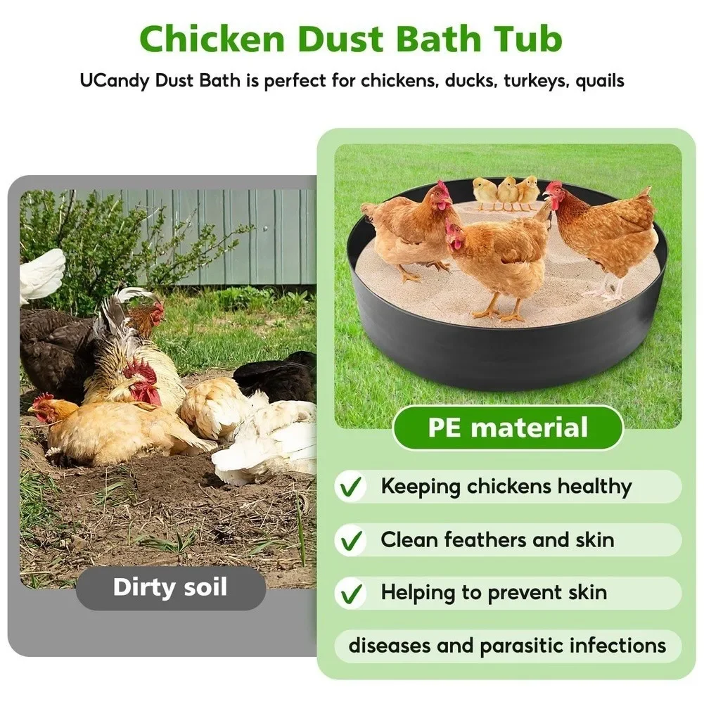 Bottomless Dust Bath Chicken Dust Bath Tub For Natural Dust Bathing Sand Bathing Container PE Material Construction