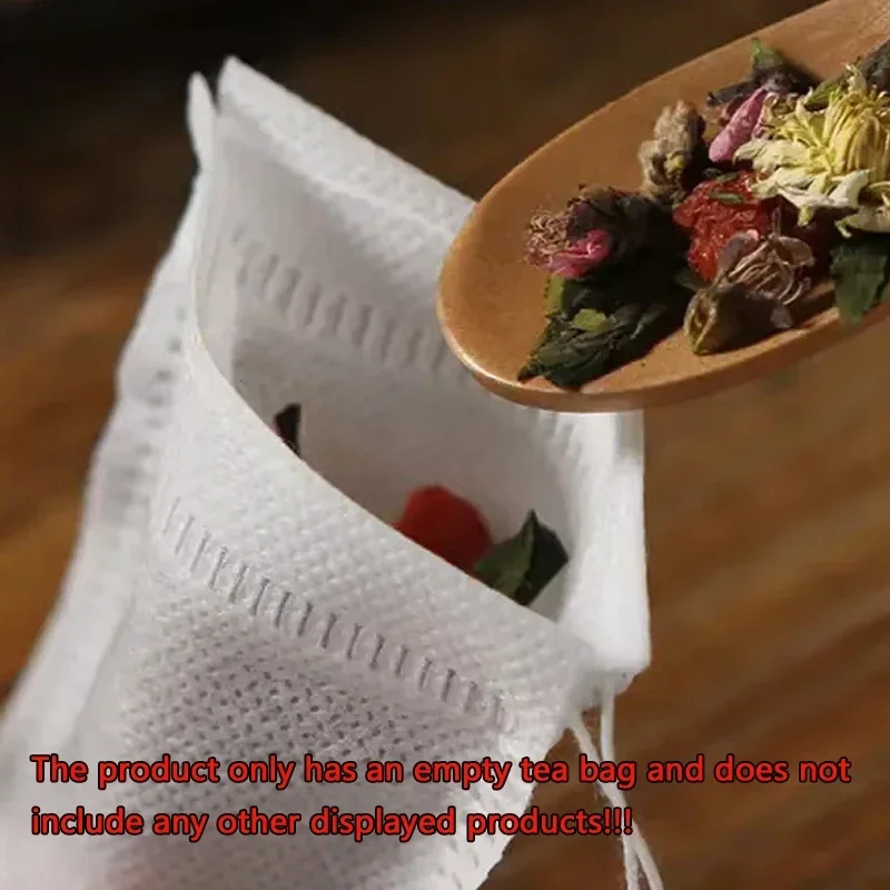 

100 шт. одноразовые чайные пакетики, фильтр-пакеты для заварки чая с зажимом на веревке, пищевой нетканый материал, фильтры для специй, чайные пакетики