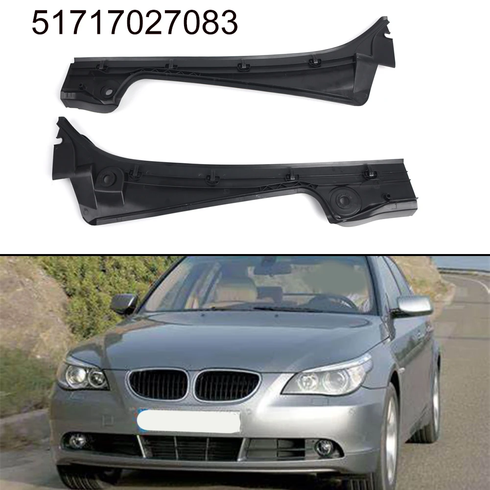 Front Windshield Cowl Wiper Panel Cover For BMW E60 E61 2003 To 2010 Black ABS Plastic Replacement Part 51717027083 Set Of 2