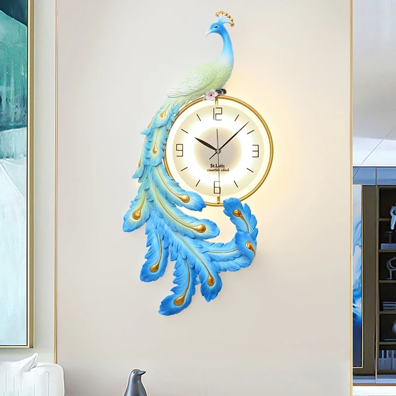 Peacock Nordic Wall Clocks Living Room Art Mural Large Interior Wall Watch Restaurant Modern Horloge Murale Home Decoration