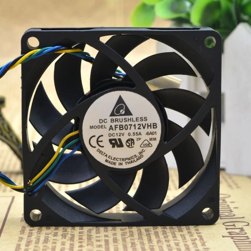 AFB0712VHB 7cm 7015 Leds 4-Wire Pwm Automatic Temperature Control Cpu Cooling Fan