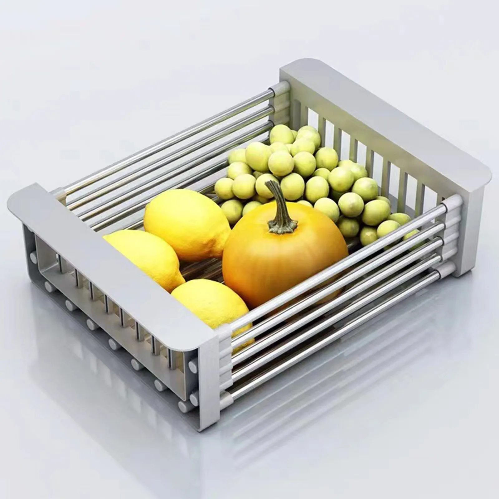 Multi-function Retractable Kitchen Sink Rack Dish Drying Rack Expandable Space Saver for Fruits Vegetables Practical Gadgets