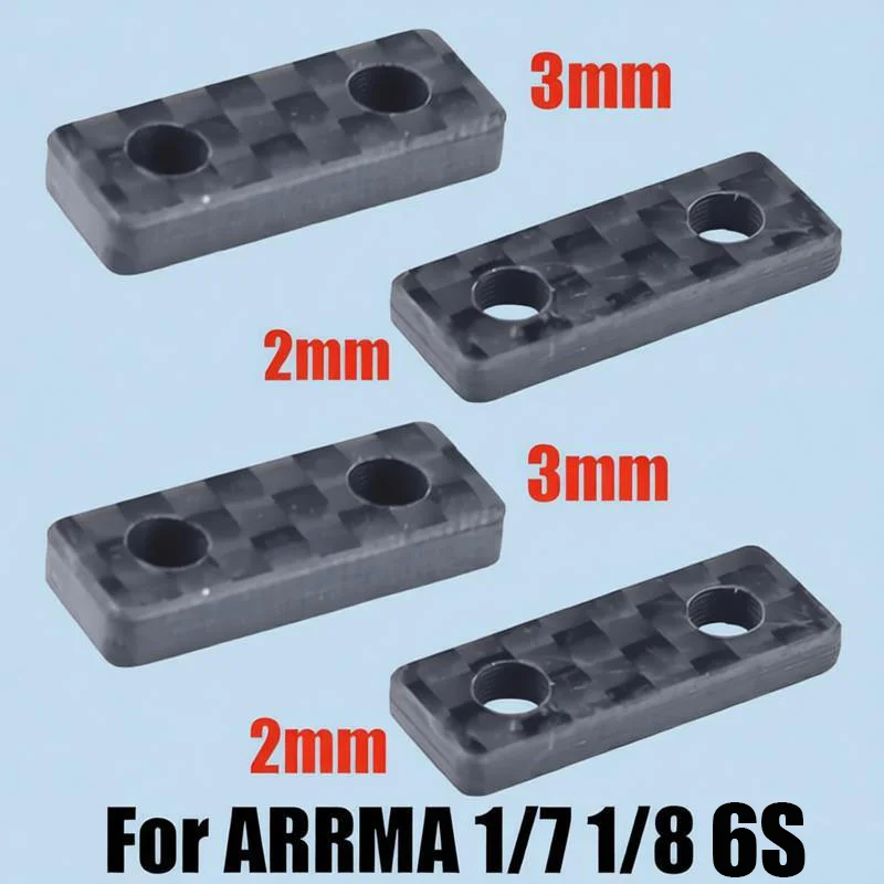 4pcs Carbon Fiber Servo Gasket 3mm 2mm Higher Gasket for 1/7 1/8 ARRMA 6S TYPHON MOJAVE INFRACTION Car 6S Models Are Universal