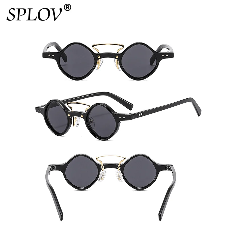 New Hippie Small Round Square Sunglasses Men Women Retro Steam Punk Glasses Double Beam Gradient Vintage Driving Shades UV400