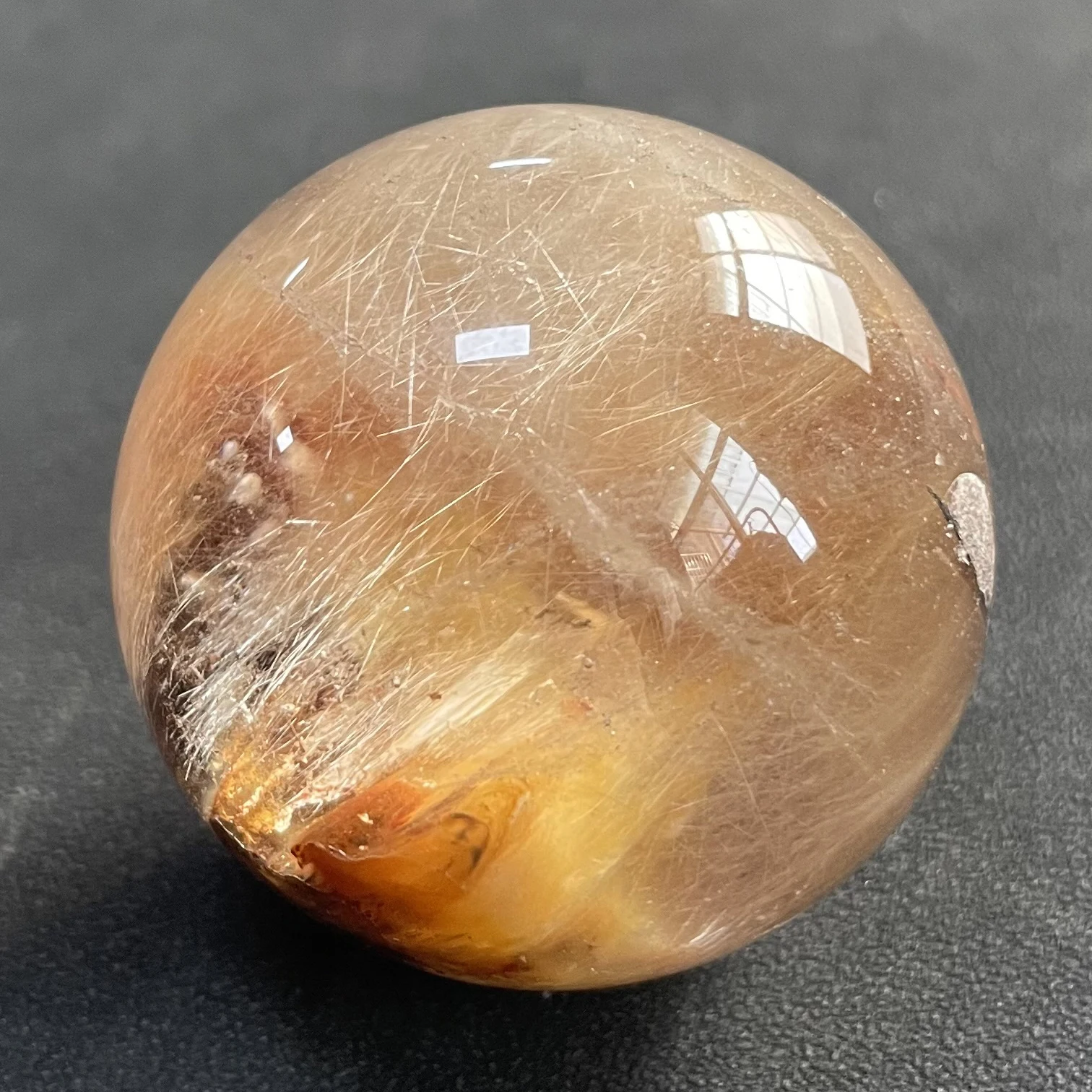 

99g Natural Quarte Rutilated Rabbit Hair Crystal Ball Polished Quartz Sphere Reiki Healing Gift Room Decor Fengshui Y2080