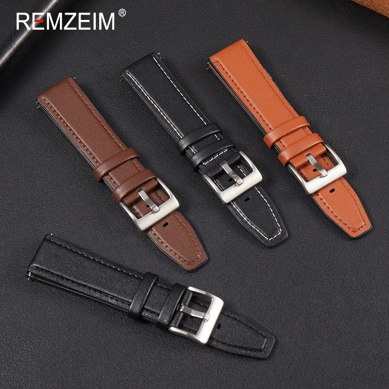 Men\'s Business Sports Silicone & Leather Quick Release Smartwatch Strap 20mm 22mm Universal Bracelet Watch Accessories