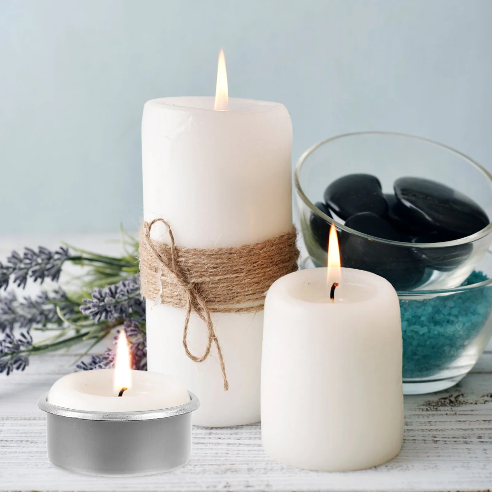 20 Uds. Portavelas, taza vacía con tapa, contenedores decorativos, velas cónicas DIY